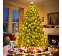 Jsdoin luces de hadas para árbol de Navidad de 2M con anillo / 6,6 pies / 280 LEDs alimentadas por corriente alterna, luces de hadas impermeables con control remoto, 8 modos y USB para cubrir 150, 180