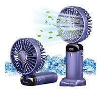 Jsdoin Mini ventilador de mano,Portátil USB, pequeño ventilador de bolsillo de 5 velocidades con base, Ventilador de escritorio plegable para la oficina, viaje (Violet)