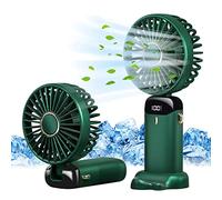 Jsdoin Mini ventilador de mano, Ventilador Portátil USB, pequeño ventilador de bolsillo de 5 velocidades con base, Ventilador de escritorio plegable para la oficina, viaje (Verde)