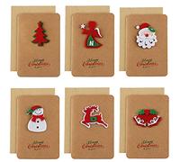 Jsdoin Paquete de 6 Tarjetas de Felicitación de Navidad, Papel Kraft con Sobres, Tarjeta de Regalo de Papá Noel árbol de Navidad, Regalo de Año Nuevo