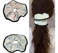 Jseng 2 coleteros grandes para el cabello, lazos florales para el cabello, rosa y verde