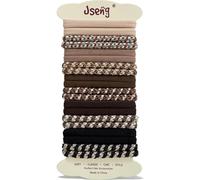 Jseng 20 gomas elásticas para el cabello sin daños, bandas trenzadas antideslizantes sin costuras para cabello grueso, color caramelo neutro