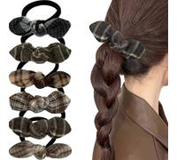 Jseng 6 coleteros anudados para el pelo, corbatín de tela a cuadros vintage, accesorios para el cabello para mujer, bandas elásticas sin daños, soporte para cola de caballo