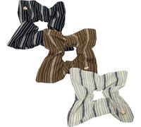 Jseng Coleteros cuadrados para el cabello, textura de lino a rayas bohemias, bandas elásticas para el cabello, coletero para mujer, color beige, marrón, negro