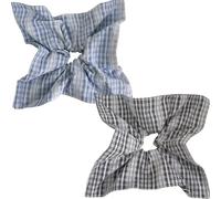 Jseng Coleteros cuadrados para el pelo, diseño clásico de cuadros universitarios, bandas elásticas para el pelo, coletero para mujer, 2 unidades, estilo casual, azul y negro