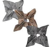 Jseng Coleteros cuadrados para el pelo, diseño de leopardo salvaje, bandas elásticas para el pelo, coletero para mujer, 3 unidades, elegante, blanco, marrón, negro