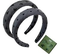 Jseng Paquete de 2 diademas anudadas para mujer, diademas acolchadas de lunares grises para niñas, diademas anchas y gruesas para el cabello para un accesorio elegante y cómodo para el cabello