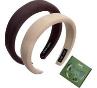 Jseng Paquete de 2 diademas anudadas para mujer, diademas acolchadas de tono neutro para niñas, diademas anchas y gruesas para el cabello para un accesorio elegante y cómodo para el cabello
