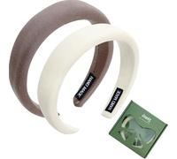 Jseng Paquete de 2 diademas anudadas para mujer, diademas acolchadas neutrales, diademas anchas gruesas para el cabello para un accesorio elegante y cómodo para el cabello