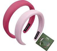 Jseng Paquete de 2 diademas anudadas para mujer, diademas acolchadas rosas para niñas, diademas anchas y gruesas para el cabello para un accesorio elegante y cómodo para el cabello