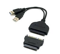 JSER 1 juego de adaptadores USB 3.0 a SATA de 22 pines y SATA a Micro SATA de 16 pines para discos duros de 1,8" y 2,5" con cable de alimentación USB adicional.