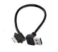 JSER Cable adaptador USB 3.0 macho a micro USB de 10 pines macho en ángulo recto de 90 grados, 20 cm, para teléfonos móviles y discos duros SSD.