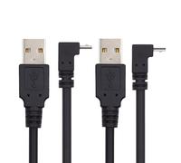 JSER Cable de carga de datos de 90 grados en ángulo hacia arriba y hacia abajo, micro USB 2.0 tipo 5 pines a USB 2.0 tipo A, 480 Mbps, para teléfono, tableta, computadora, cámara, paquete de 2 (25 cm)