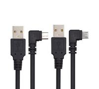 JSER Cable de Carga de Datos de 90 Grados en ángulo Izquierdo y Derecho, Micro USB 2.0 Tipo 5 Pines a USB 2.0 Tipo A, 480 Mbps, para teléfono, Tableta, computadora, cámara, Paquete de 2 (150 cm)