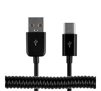 JSER Cable de datos USB 3.1 tipo C a USB USB 3.1 en espiral de resorte negro de 10 pies para teléfono