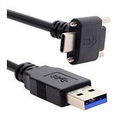 JSER Cable de datos USB 3.1 tipo C con doble tornillo de bloqueo a USB 3.0 estándar, 90 grados, compatible con cámara (3 m)