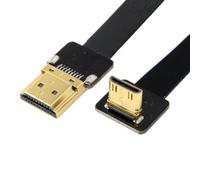 JSER Cable plano CYFPV de 50 cm con conector mini HDMI macho a HDMI macho para FPV, HDTV y fotografía aérea de multicópteros, con ángulo de 90 grados hacia arriba.