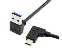 JSER Cable USB 3.1 reversible USB-C en ángulo a 90 grados hacia abajo en ángulo A macho de datos para tableta y teléfono móvil