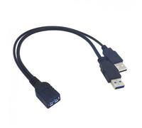 JSER Xiwai USB 3.0 Hembra a Doble USB Macho Extra Power Data Y Cable de extensión para Disco Duro móvil de 2,5"