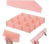 JSF Separador Cajones Ropa, Plástico Divisor de Cajón Adaptable para la Ropa Interior Calcetines o Suministros de Oficina, 12 Unids Rejilla Ajustable Organizador de Cajones (Rosa)