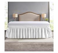 JSFLRRAZ Faldones de Cama Falda de Cama elástica con Volantes, Funda de Cama Suave y cómoda, Resistente a la decoloración, sin Superficie, Protector de Cama Couvre(White,Full 137x193cmx38cm)