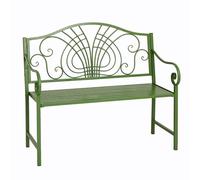 JSFYJZYZ Green Metal Outdoor Bench with Curved Backrest, Durable Garden Patio Bench for Yard, Park, Deck