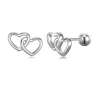 JSGEMSLEE 925 Sterling Silver Stud Earrings for Women With Screw Back Hypoallergenic Small Butterfly Cross Heart Flower Moon Star Earrings for Girls Tragus Cartilage Jewelry Gifts