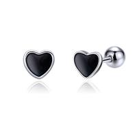 JSGEMSLEE 925 Sterling Silver Stud Earrings for Women With Screw Back Hypoallergenic Small Butterfly Cross Heart Flower Moon Star Earrings for Girls Tragus Cartilage Jewelry Gifts