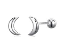 JSGEMSLEE 925 Sterling Silver Stud Earrings for Women With Screw Back Hypoallergenic Small Butterfly Cross Heart Flower Moon Star Earrings for Girls Tragus Cartilage Jewelry Gifts