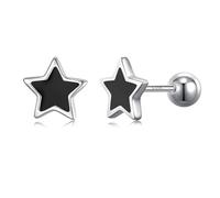 JSGEMSLEE 925 Sterling Silver Stud Earrings for Women With Screw Back Hypoallergenic Small Butterfly Cross Heart Flower Moon Star Earrings for Girls Tragus Cartilage Jewelry Gifts