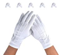 JSGHGDF (5 pares) de vestido de algodón ventilado, guantes blancos cómodos y permanentes para conjurar espectáculos, incidentes de Halloween y regalar guantes de Papá Noel