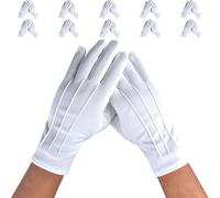 JSGHGDF (5 pares) de vestido de algodón ventilado, guantes blancos cómodos y permanentes para conjurar espectáculos, incidentes de Halloween y regalar guantes de Papá Noel