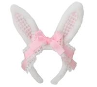JSGHGDF Adorkable - Diadema de conejo peludo para bailes de graduación, cumpleaños, diadema divertida con lazo de encaje