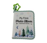 JSGHGDF Álbum de fotos de tela con diseño de bosques para bebé con anillos de dentición y espejo para cunas, cochecitos, álbum de fotos con anillos de dentición