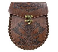 JSGHGDF Bolsa portátil de cuero medieval, cinturón vintage en relieve, bolsa de dados, suministros de cosplay, Hacha marrón