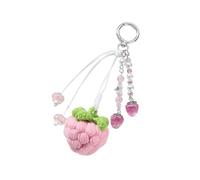 JSGHGDF Bonito llavero de cuerda trenzada de fresa de ganchillo para mochila, bolso, bolso, decoración, a
