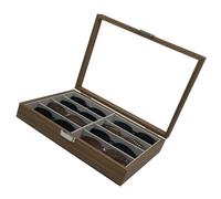 JSGHGDF Caja de almacenamiento multifuncional para gafas de sol hecha de madera, incluye 8 ranuras, forro de fieltro gris y soporte de madera transparente para gafas de sol, talla única, como se