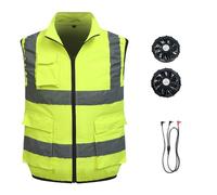 JSGHGDF Chaleco de enfriamiento con 2 ventiladores para hombres y mujeres, hielo reflectante con 2 ventiladores, chalecos de aire acondicionado para veranos calurosos, verde fluorescente, 4X-Large