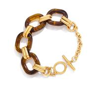 JSGHGDF Cierre OT ajustable, joyería de resina ámbar, para cualquier ocasión, acero inoxidable