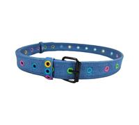 JSGHGDF Cinturón colorido con ojales para mujeres y niñas, tela de tela de moda, cintura diseñada para uso diario casual y fiesta, azul vaquero, M