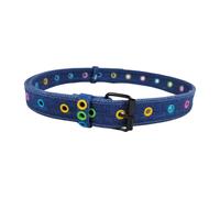 JSGHGDF Cinturón colorido con ojales para mujeres y niñas, tela de tela de moda, cintura diseñada para uso diario casual y fiesta, Azul oscuro, M