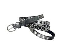 JSGHGDF Cinturón de cintura punk grande con ojales a la moda, color gris plateado, para mujer, para fiestas, diseño extralargo, cintura punk