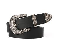 JSGHGDF Cinturón de mujer para vaqueros, con hebilla, cinturón de piel sintética, cinturón de cintura para disfraz femenino, accesorios de ropa, Negro, M