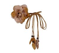 JSGHGDF Cinturón de vestir trenzado con flores para mujer, Camello, As detailed discription