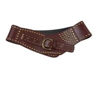 JSGHGDF Cinturón femenino de piel sintética con remaches de hebilla irregular, decoraciones, cinturón de cintura de poliuretano, cintura hueca para abrigo y camisa