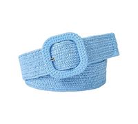 JSGHGDF Cinturón trenzado con hebilla colorida para mujer, cinturón trenzado para mujer, azul celeste, M