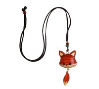 JSGHGDF Colgante de madera natural tallada con adorable figura de zorros, adecuado para joyas, llavero, monedero, acento y regalo pensado para dar un colgante de madera único