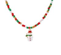 JSGHGDF Collar de fiesta de Navidad, árbol de Papá Noel, decoración de caramelos, cadena de cuello con cuentas, joyería para mujer, colgante de Papá Noel, colgante de bastón de caramelo de Navidad