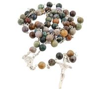JSGHGDF Collar retro de cuentas de piedra natural con colgante de cruces, de 51 cm a 60 cm de longitud