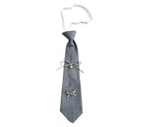 JSGHGDF Corbata puntiaguda gris plateado con detalle de lazo decorativo